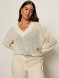 Airy Openwork Sweater Macrame Extended Sizing