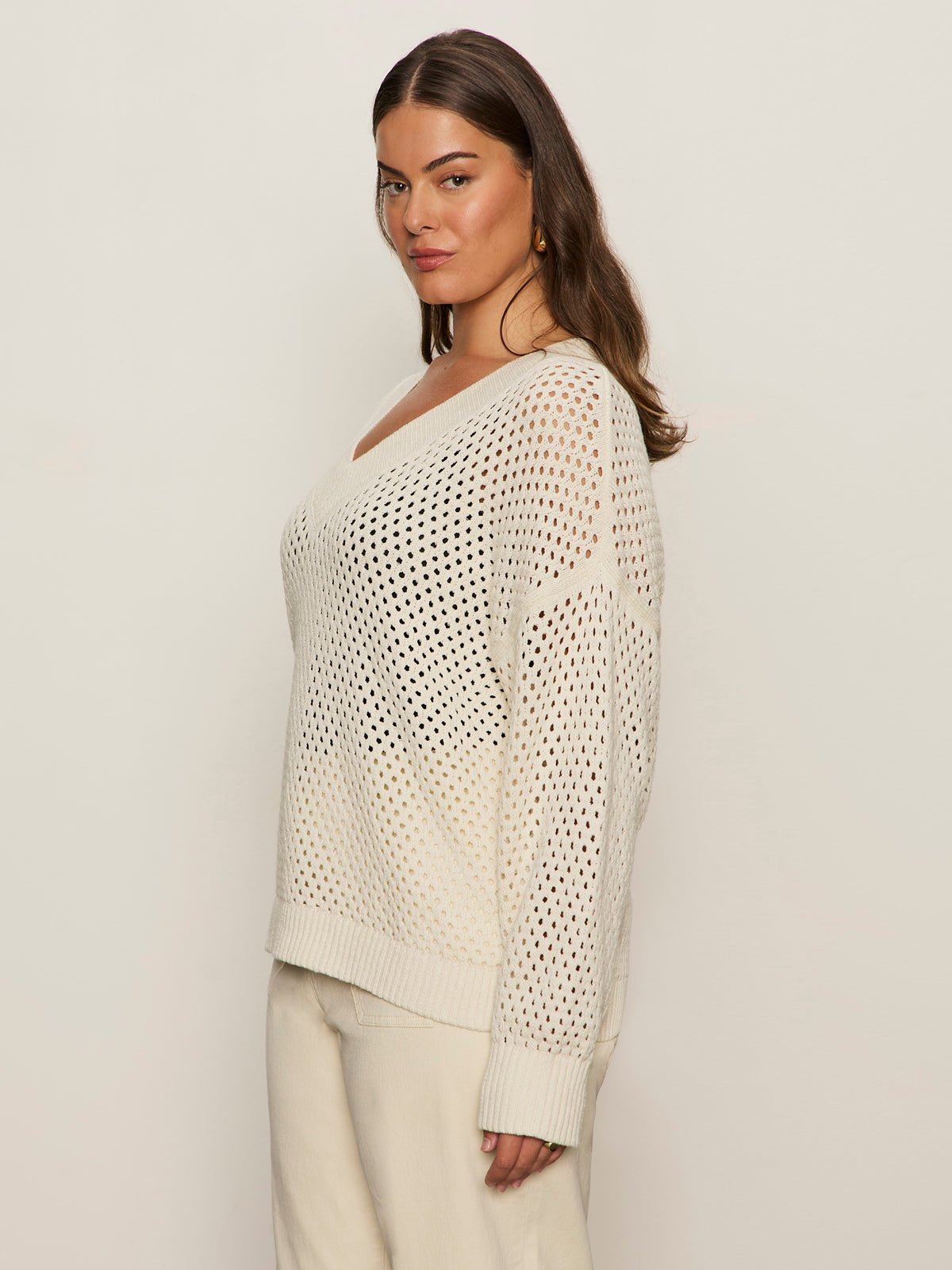 Airy Openwork Sweater Macrame Extended Sizing