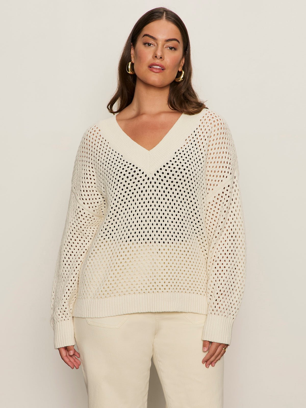 Airy Openwork Sweater Macrame Extended Sizing