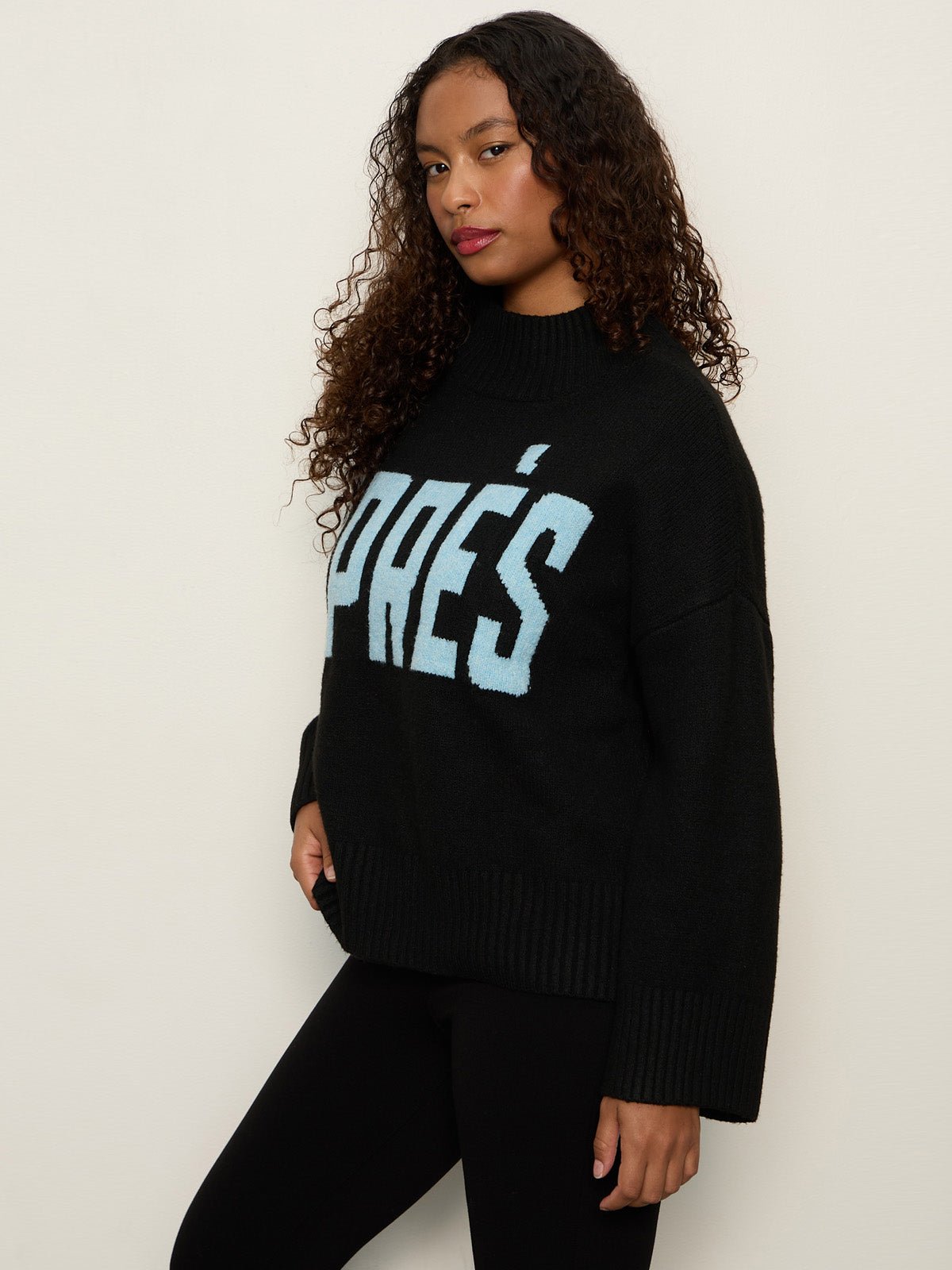 Apres Ski Sweater Black/Aquamarine Petite Sizing