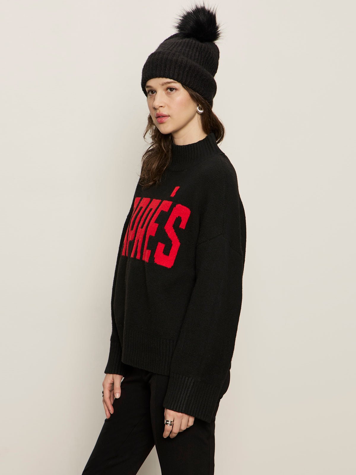 Apres Ski Sweater Black/Mars Red Petite Sizing