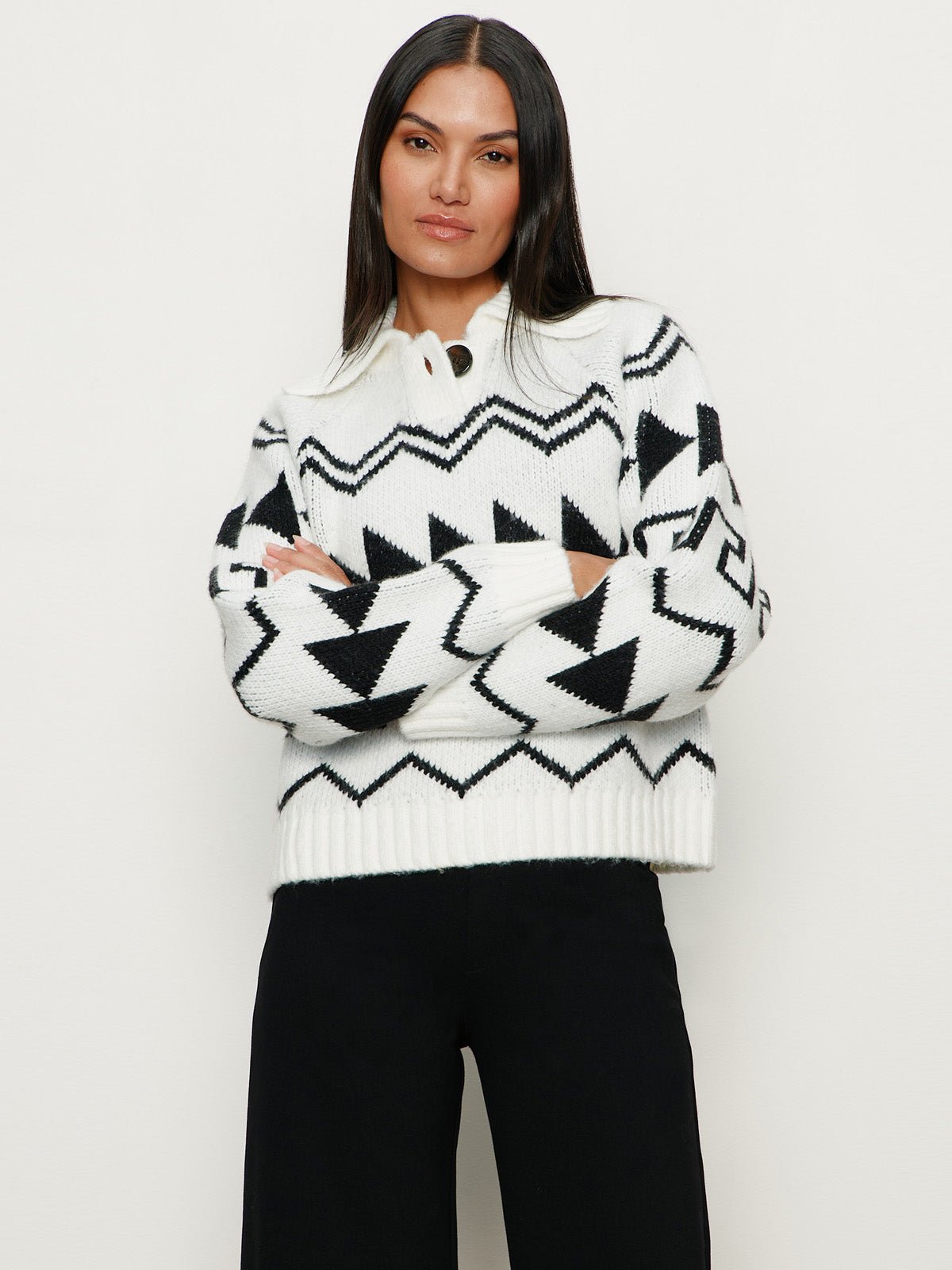 Below Zero Fairisle Popover Chalk And Black Fairisle