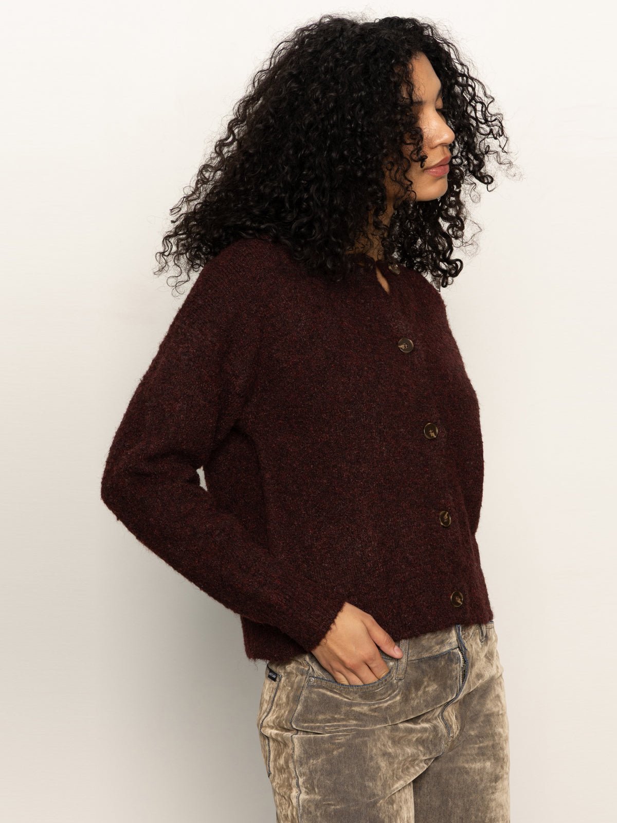Boucle Cardi Dark Crimson