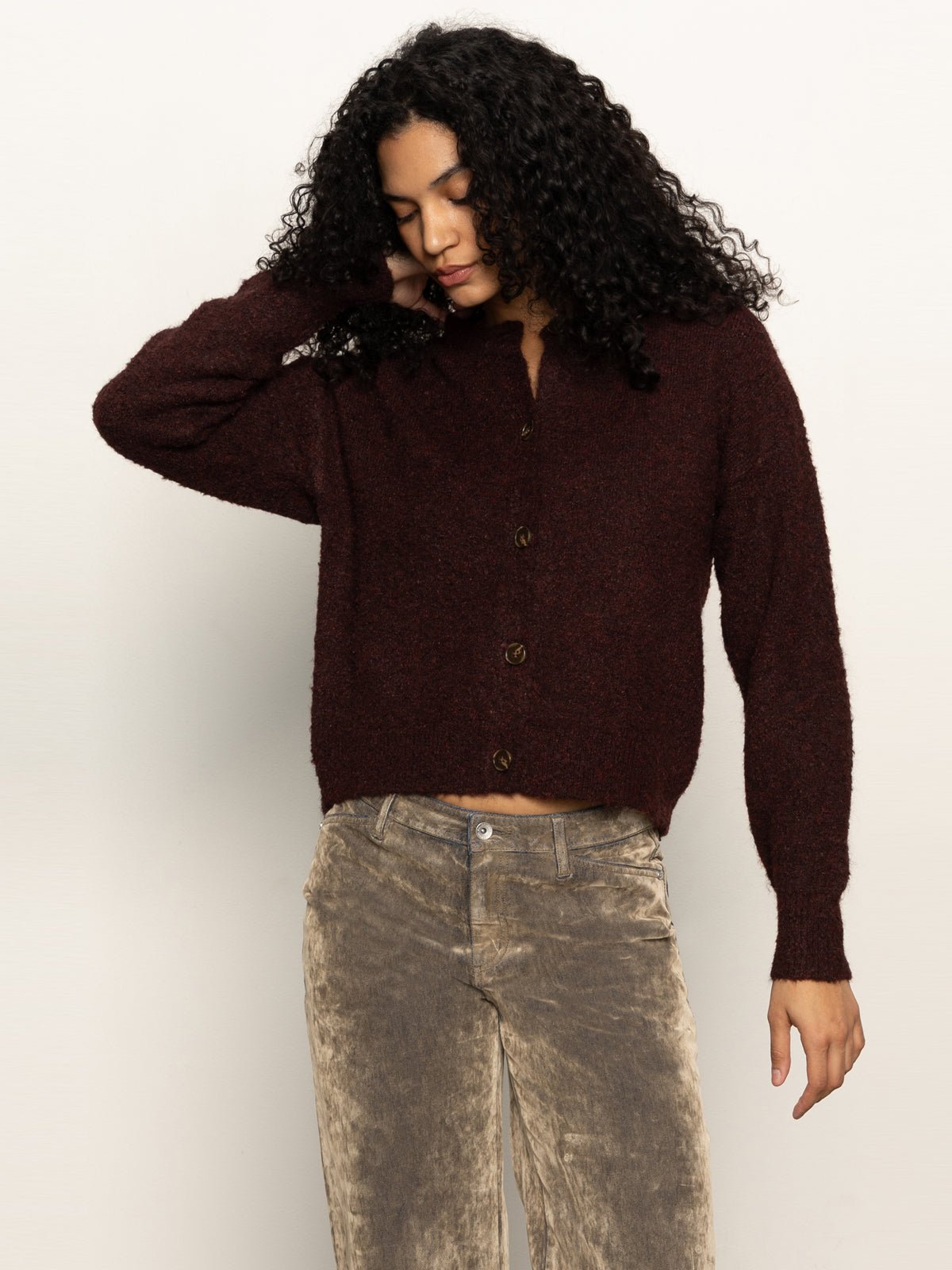Boucle Cardi Dark Crimson